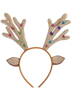 Gold Reindeer Antlers Christmas Headband with Bells