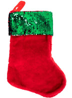 Red Christmas Stocking with Reversible Red and Green Sequins - Main Image