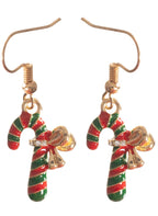 Red and Green Candy Cane Earrings Christmas Costume Accessory