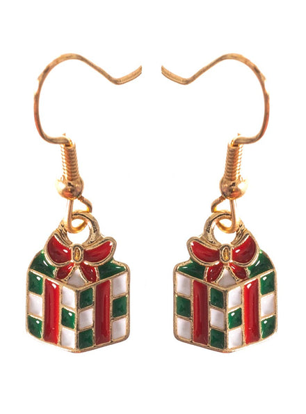 Red and Green Presents Earrings Christmas Costume Accessory