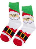 Red and Green Christmas Socks with Santa Claus