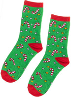Red and Green Christmas Socks with Candy Canes