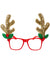 Image of Sparkly Gold Glitter Reindeer Antlers on Red Glasses