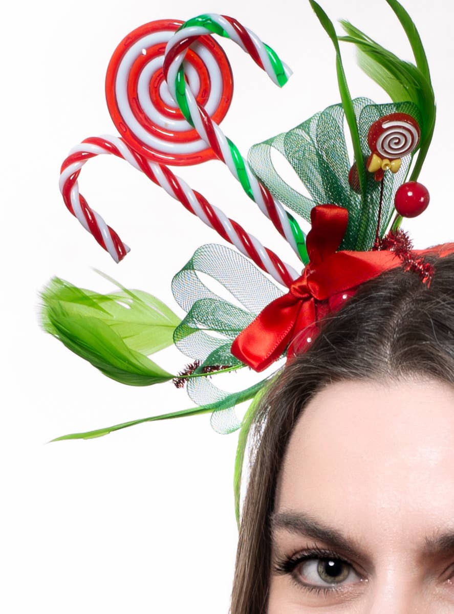 Image of Candy Canes Novelty Christmas Headband - Close Image