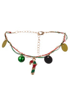 Image of Jingly Red and Green Christmas Bracelet with Candy Cane