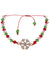 Image of Beaded Red and Green Christmas Bracelet with Gold Snowflake