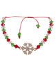 Image of Beaded Red and Green Christmas Bracelet with Gold Snowflake