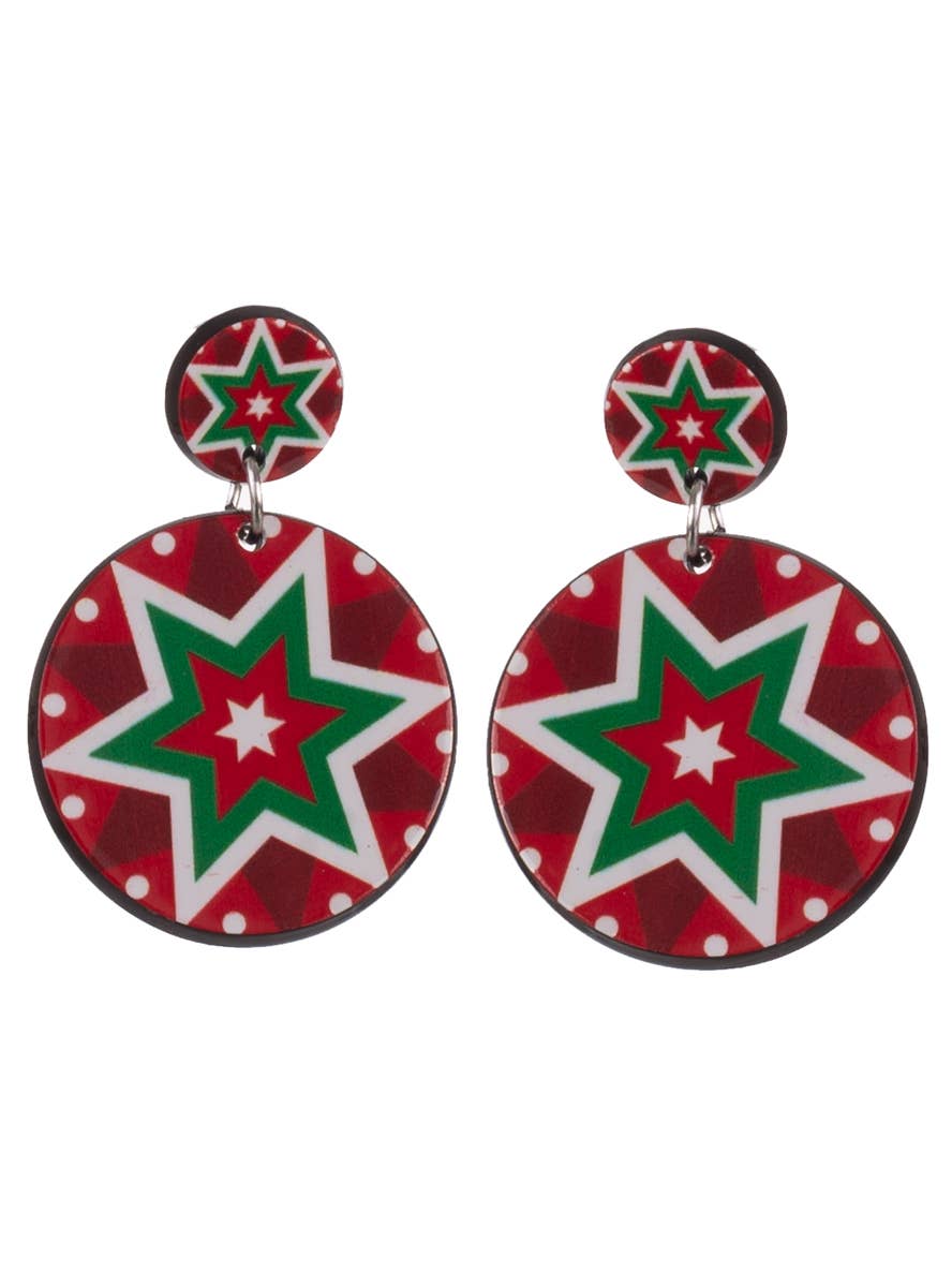 Image of Nordic Christmas Star Print Festive Earrings