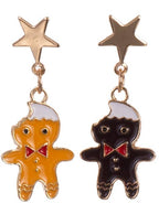 Image of Gingerbread Man and Stars Christmas Earrings