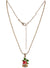 Image of Jewelled Red and Green Christmas Bell Pendant on Gold Bead Necklace - Main Image