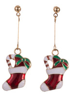 Image of Christmas Stockings Red and Green Enamel Drop Earrings