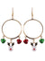 Image of Jingly Red and Green Christmas Hoop Earrings with Reindeer