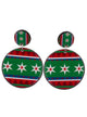 Image of Christmas Red and Green Nordic Print Earrings