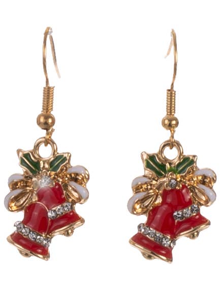 Image of Jewelled Red and Green Christmas Bell Earrings