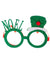 Image of Novelty Green Glitter Glasses with Noel and Christmas Hat