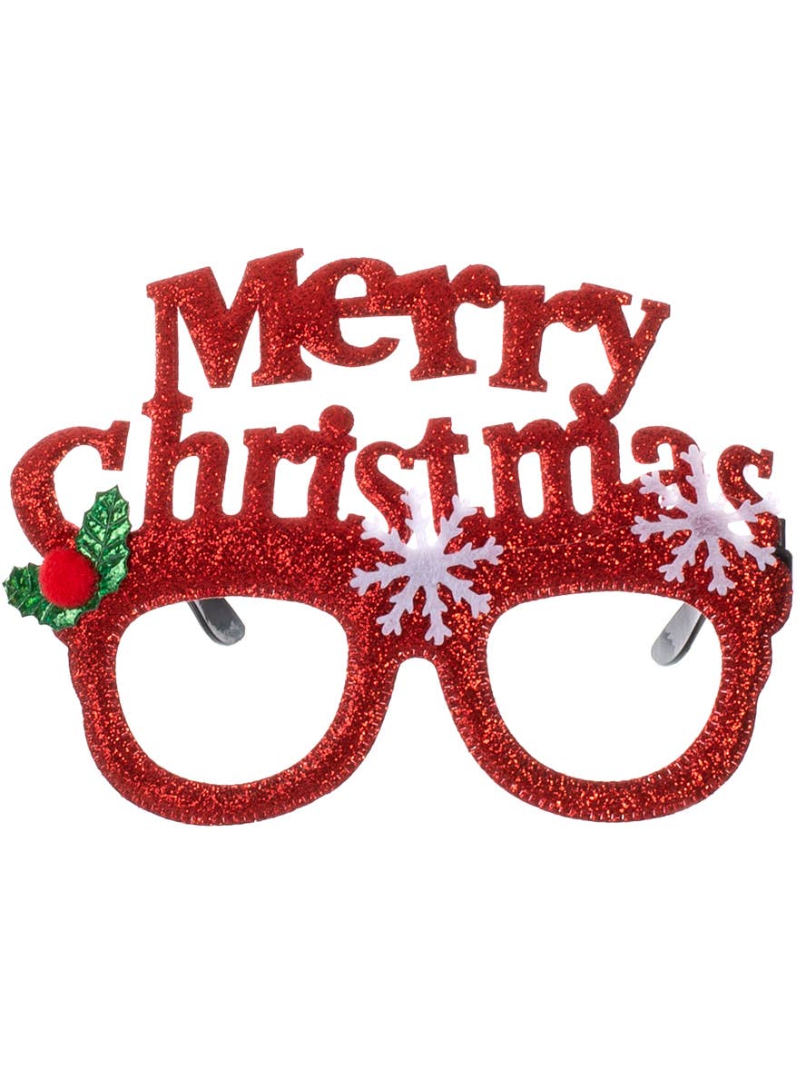 Image of Sparkly Red Glitter Merry Christmas Glasses