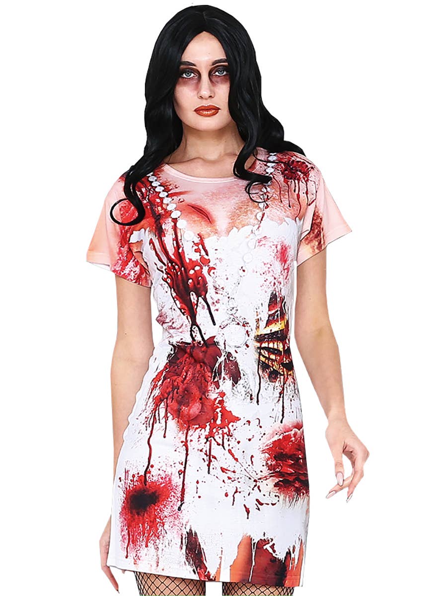 Zombie Women's Blood Splattered Halloween Costume - Main Image