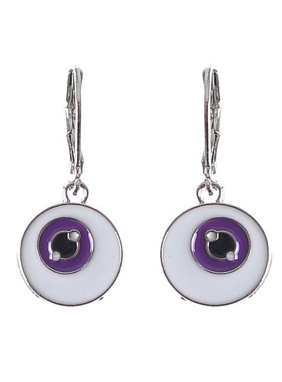 Purple and White Eyeball Earrings Halloween Jewellery Accessory - Main Image