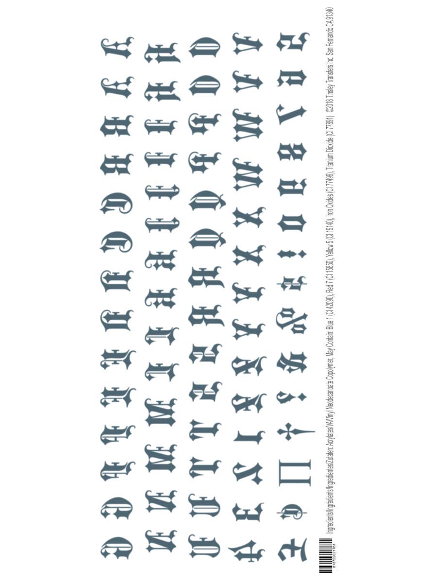 Image of Old English Alphabet Temporary Costume Tattoos - Alternate Image