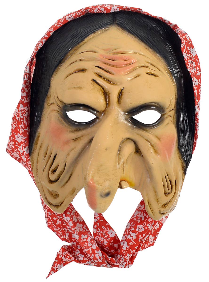 Image of Old Russian Woman Latex Costume Mask with Bandanna - Alternative Image