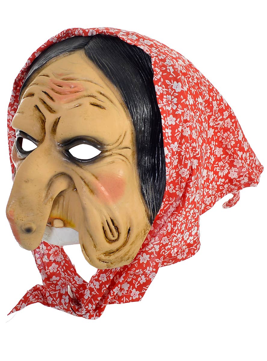 Image of Old Russian Woman Latex Costume Mask with Bandanna - Main Image