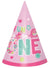 Image of One Wild Girl 1st Birthday 8 Pack Pink Paper Cone Hats