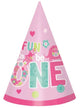 Image of One Wild Girl 1st Birthday 8 Pack Pink Paper Cone Hats
