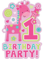 Image of One Wild Girl 1st Birthday 8 Pack Pink Party Invites