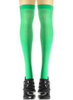 Image of Opaque Green Thigh High Women's Costume Stockings