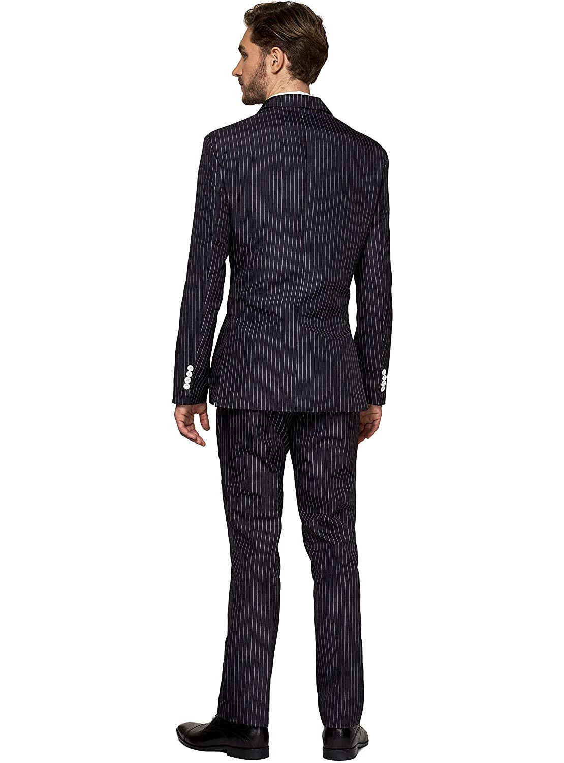 Men's Black and White Gangster Costume Suit - Back Image