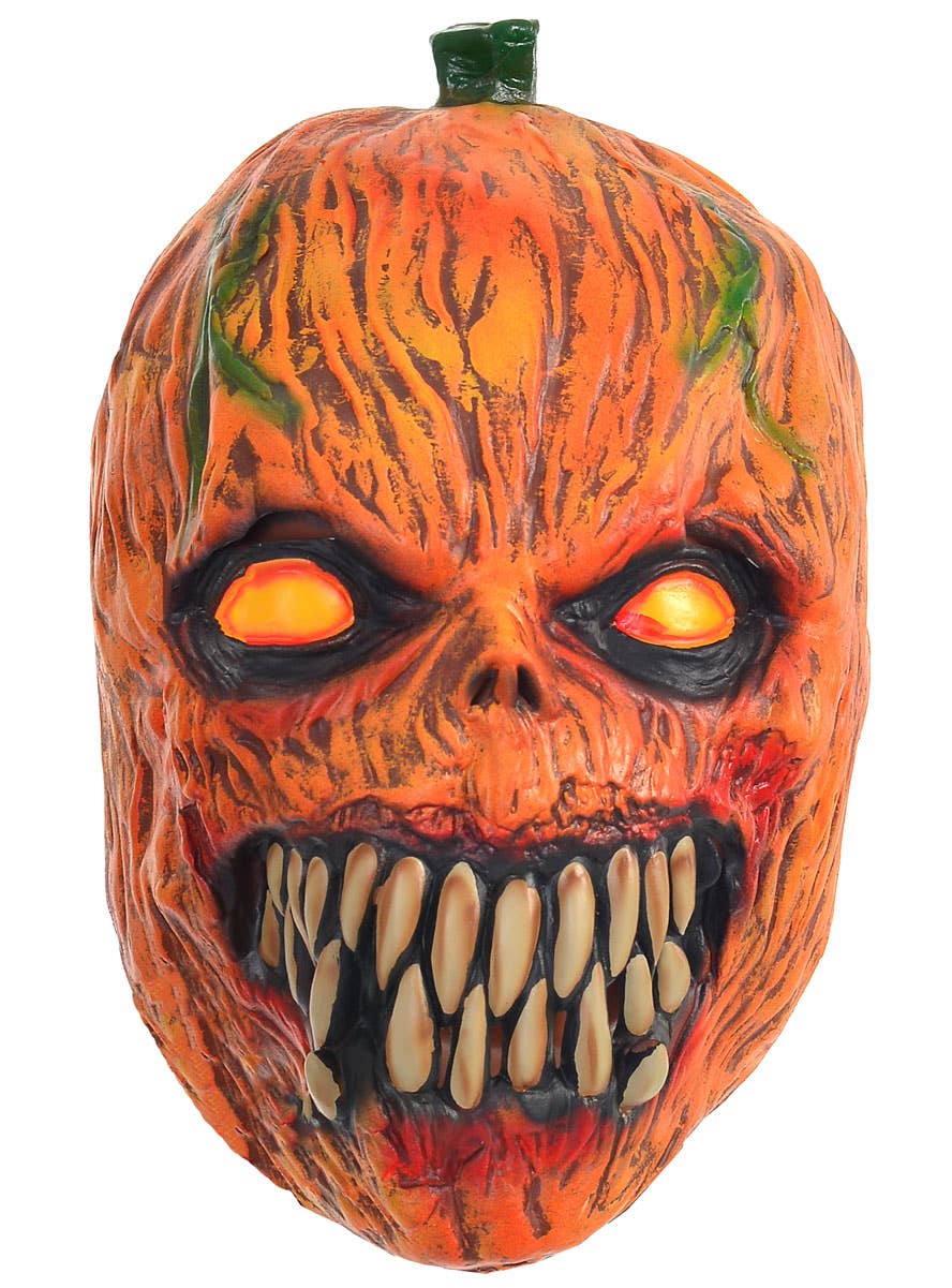 Image of Deluxe Evil Pumpkin Face Mask Halloween Costume Accessory - Front View
