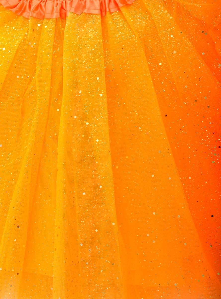 Image of Sparkly Orange Glitter Tulle 40cm Adults Costume Tutu - Close Image