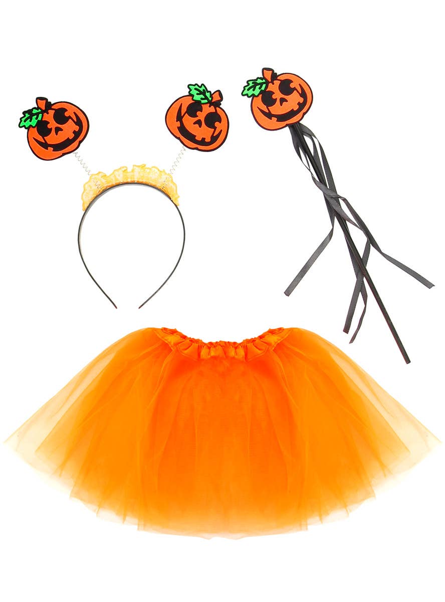 Image of Pumpkin Cutie Orange 3 Piece Girls Halloween Tutu Set