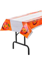 Image of Plastic Orange Pumpkins Halloween Table Cover