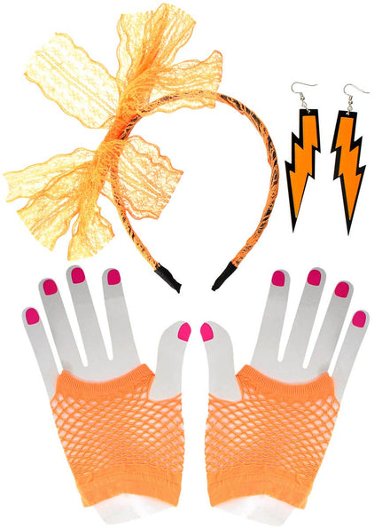 Image of 1980s Orange 3 Piece Costume Accessory Set