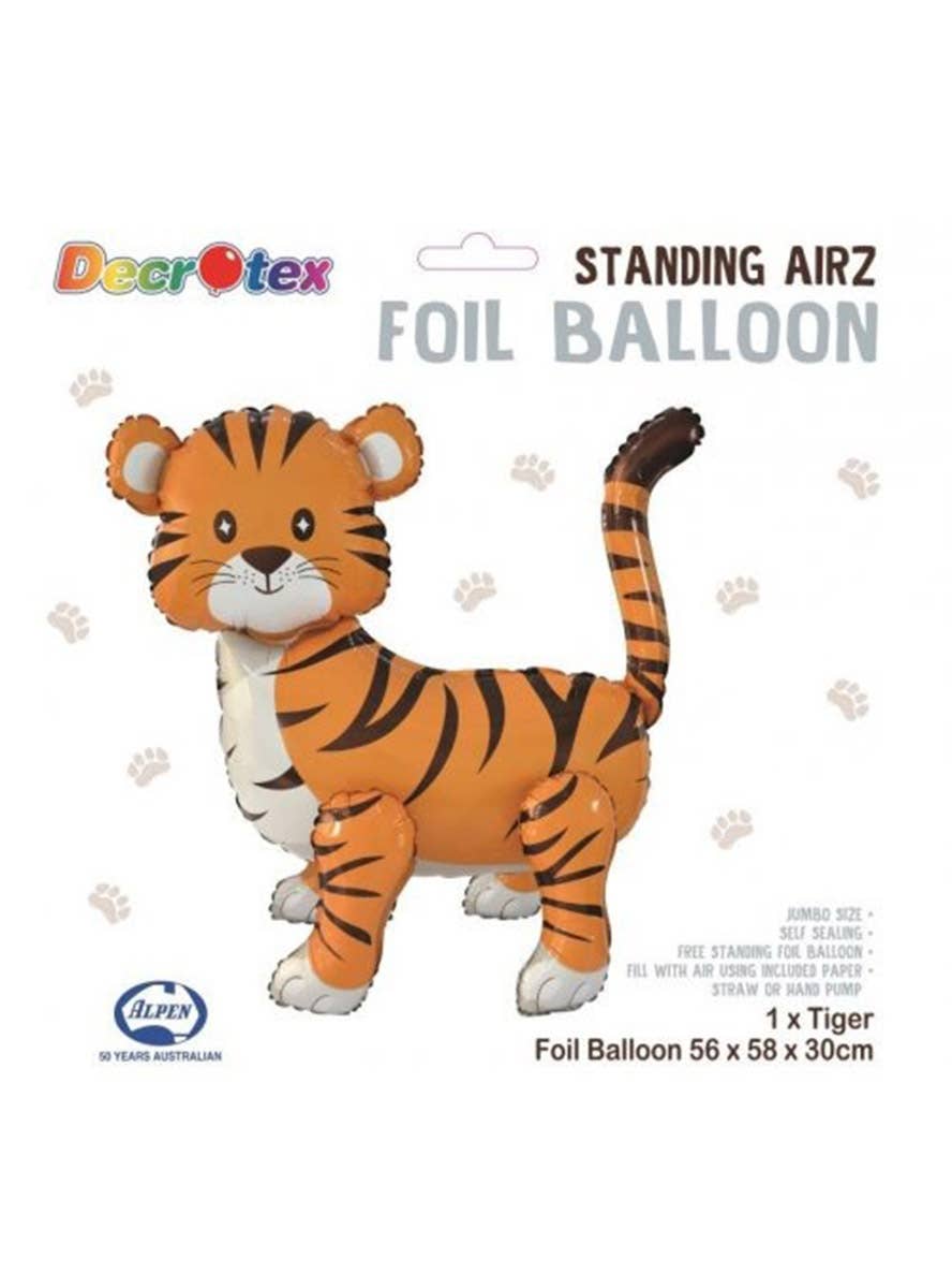 Image of Striped Tiger 58cm Tall Standing Jungle Party Balloon - Alternative Image