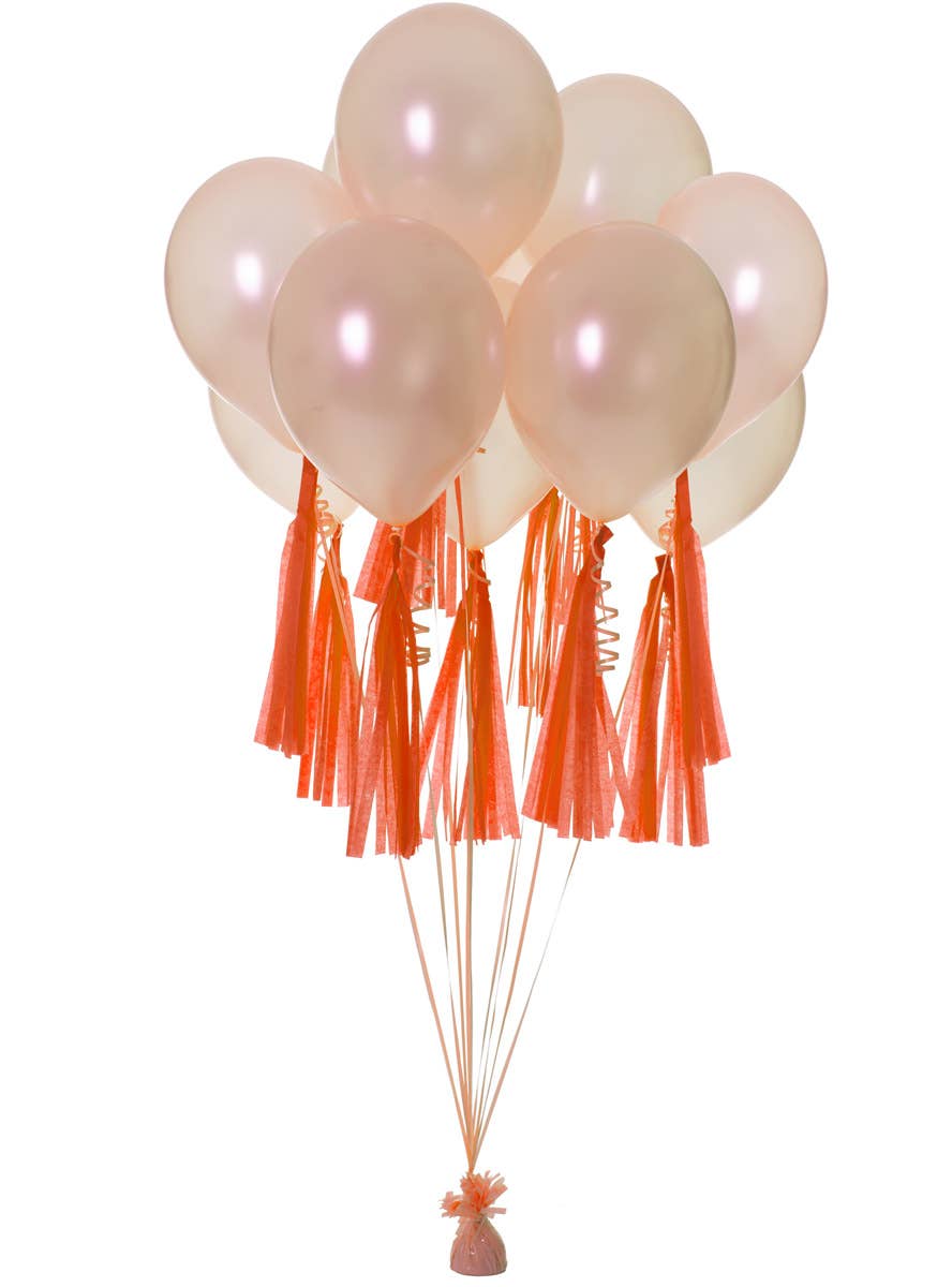 Image of Peach Orange 9 Pack 35cm Of Decorative Paper Tassels - Alternate Image