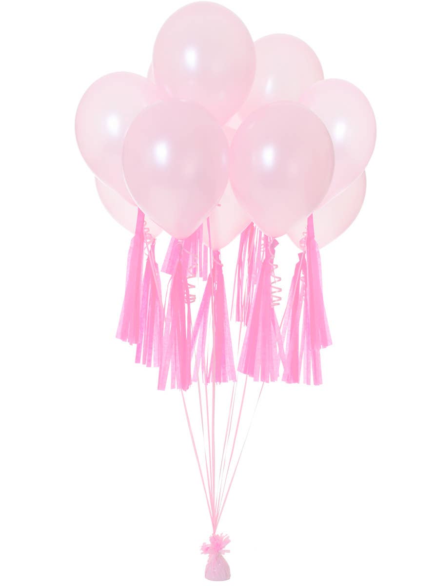 Image of Light Pink 9 Pack 35cm Of Decorative Paper Tassels - Alternate Image