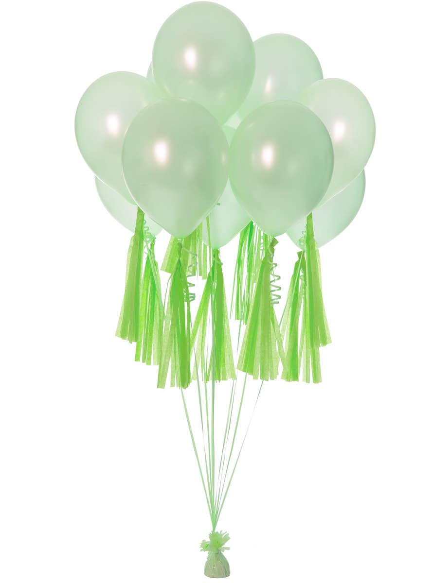 Image of Lime Green 9 Pack 35cm Of Decorative Paper Tassels - Alternate Image