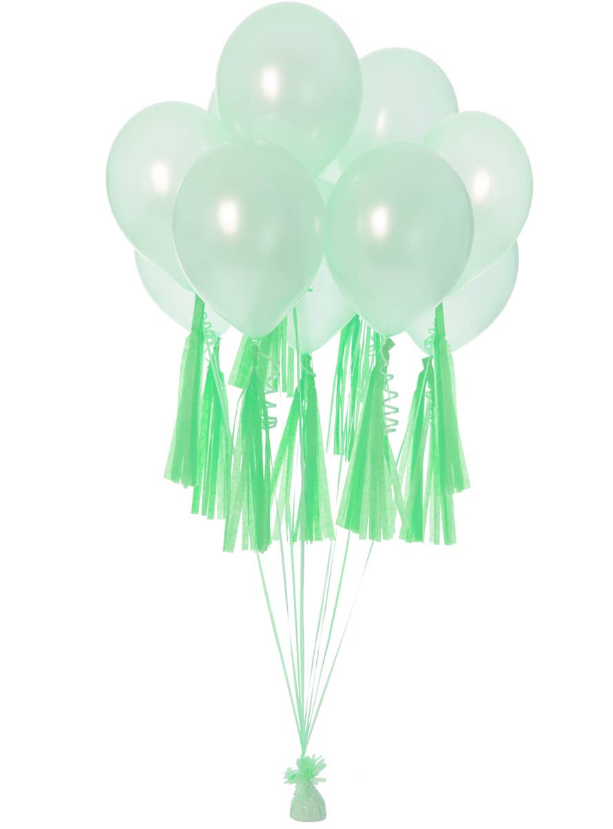 Image of Mint Green 9 Pack 35cm Decorative Paper Tassels - Alternate Image