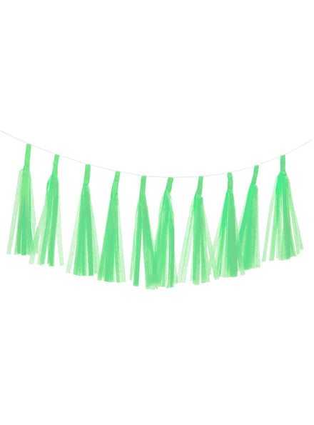 Image of Mint Green 9 Pack 35cm Decorative Paper Tassels - Main Image