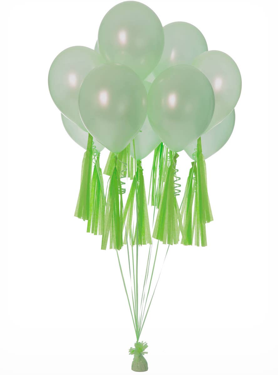 Image of National Green 9 Pack 35cm Of Decorative Paper Tassels - Alternate Image