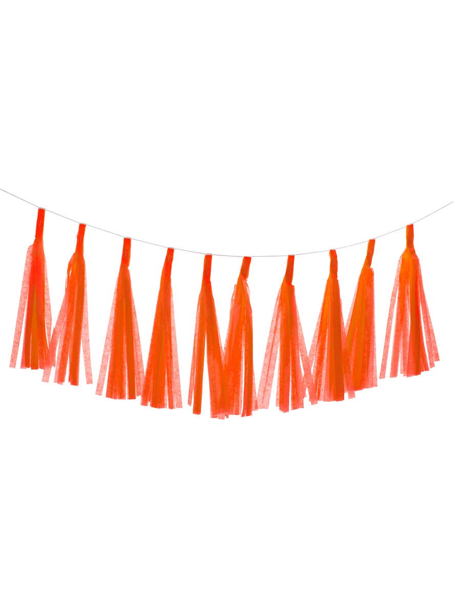 Image of Peach Orange 9 Pack 35cm Of Decorative Paper Tassels - Main Image
