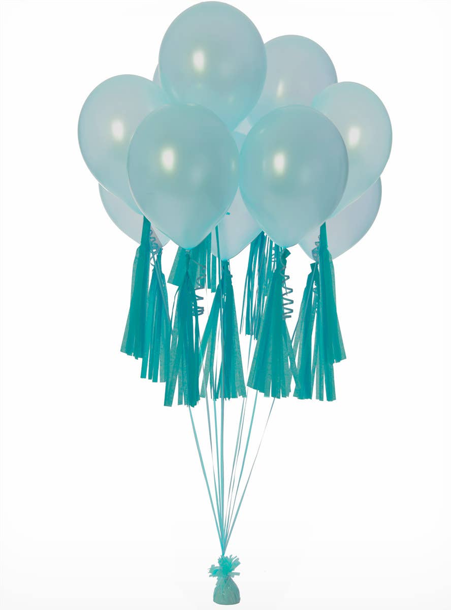 Image of Teal 9 Pack 35cm Of Decorative Paper Tassels - Alternate Image