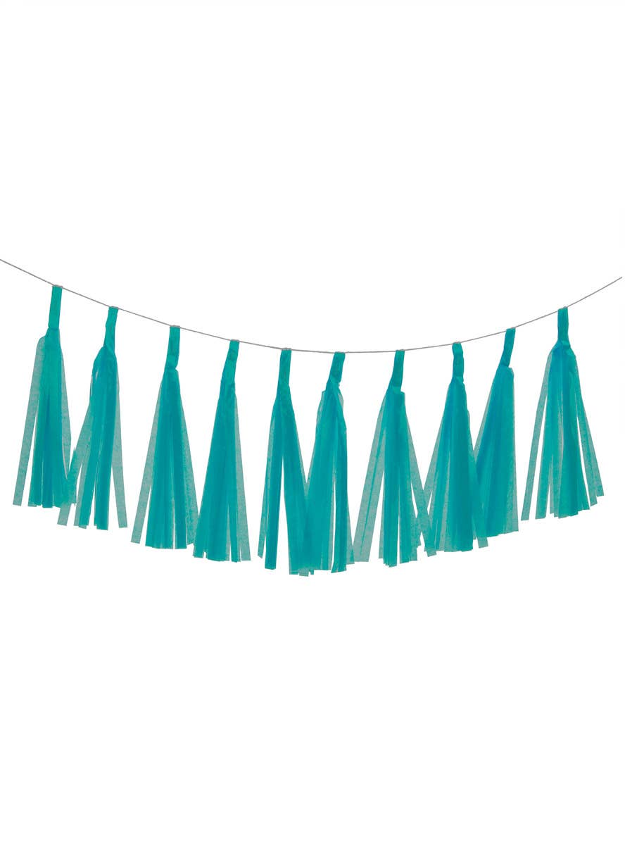 Image of Teal 9 Pack 35cm Of Decorative Paper Tassels - Main Image