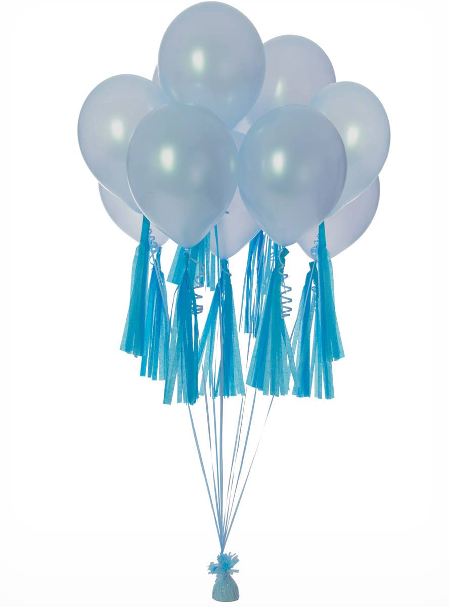 Image of Tiffany Blue 9 Pack 35cm Of Decorative Paper Tassels - Alternate Image