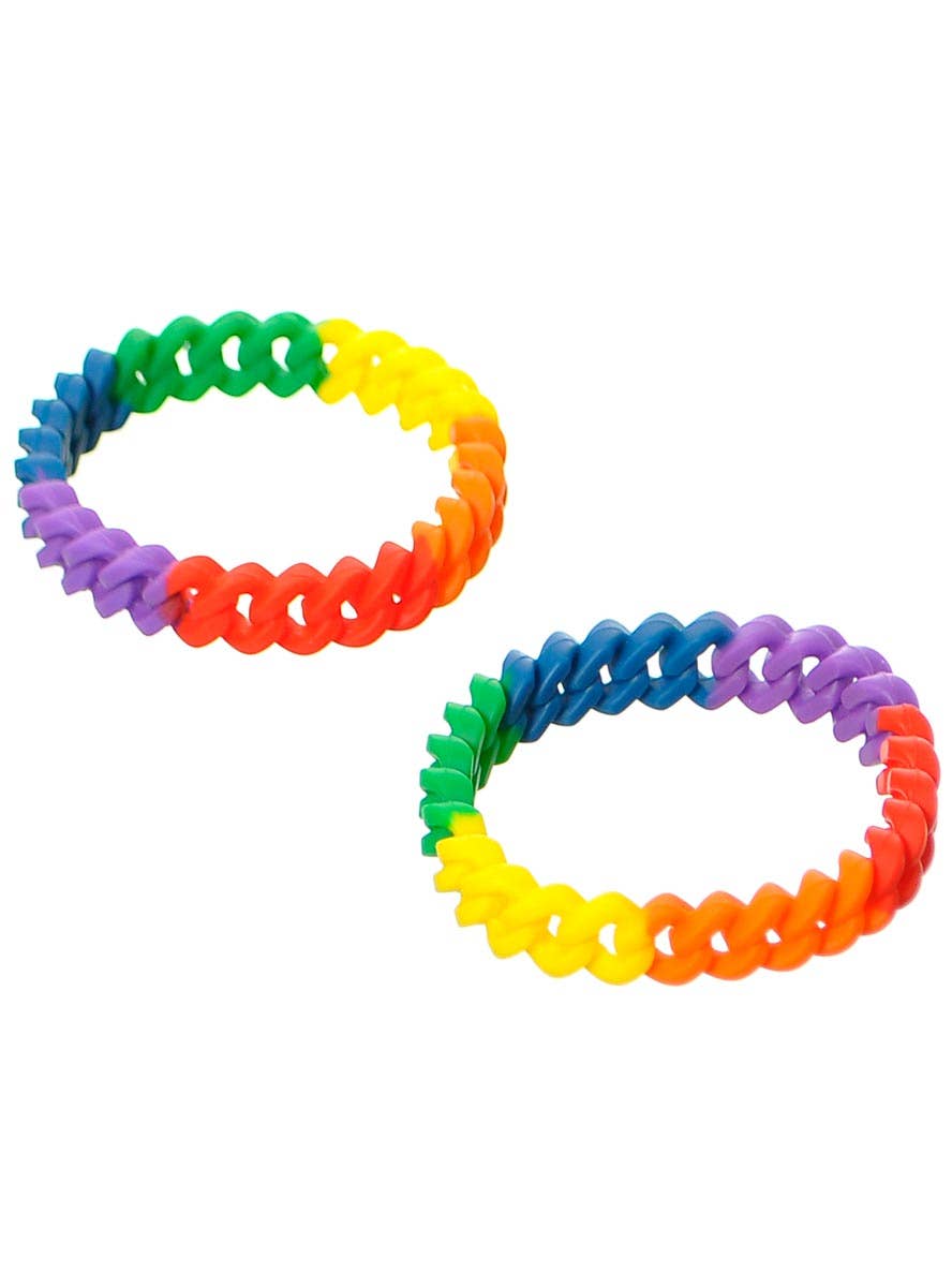 Image of 2 Pack Rainbow Rubber Chain Costume Bracelets