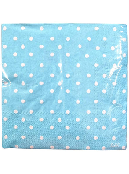 Image of Blue and White Polka Dot 20 Pack Napkins