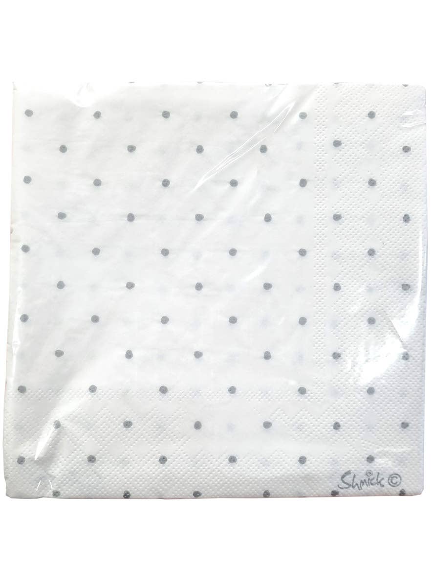 Image of White and Silver Polka Dot 20 Pack Napkins
