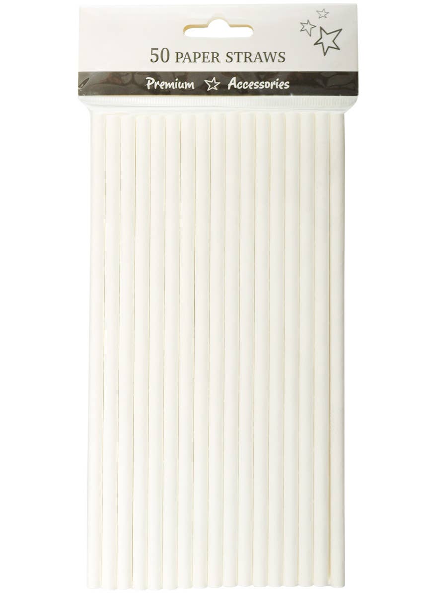 Image of White 50 Pack Paper Straws